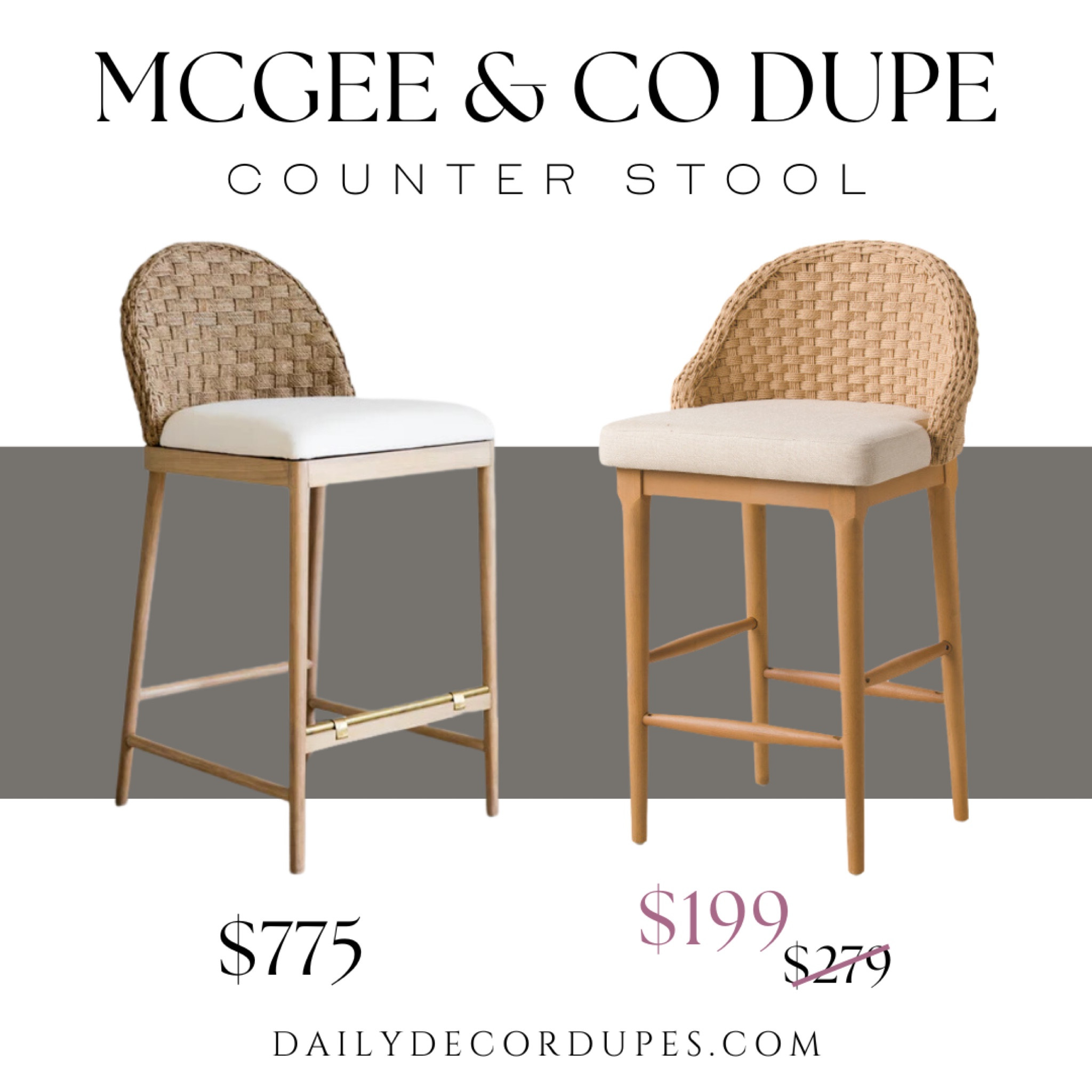 McGee & Co. counter stool dupe. Kitchen & dining furniture.  Texture woven back stool. Modern home decor style. Boho bohemian style.

Dupe dupes more affordable option find replica copy cat similar look for less budget friendly affordable cheap cheaper beautiful pretty. Clearance sale coupon code discount code promo code luxury lookalike look a like Inspo inspiration inspired by idea ideas Love dupes like these? I share multiple every day in my FB group “DAILY DECOR DUPES”

#LTKhome #LTKsalealert