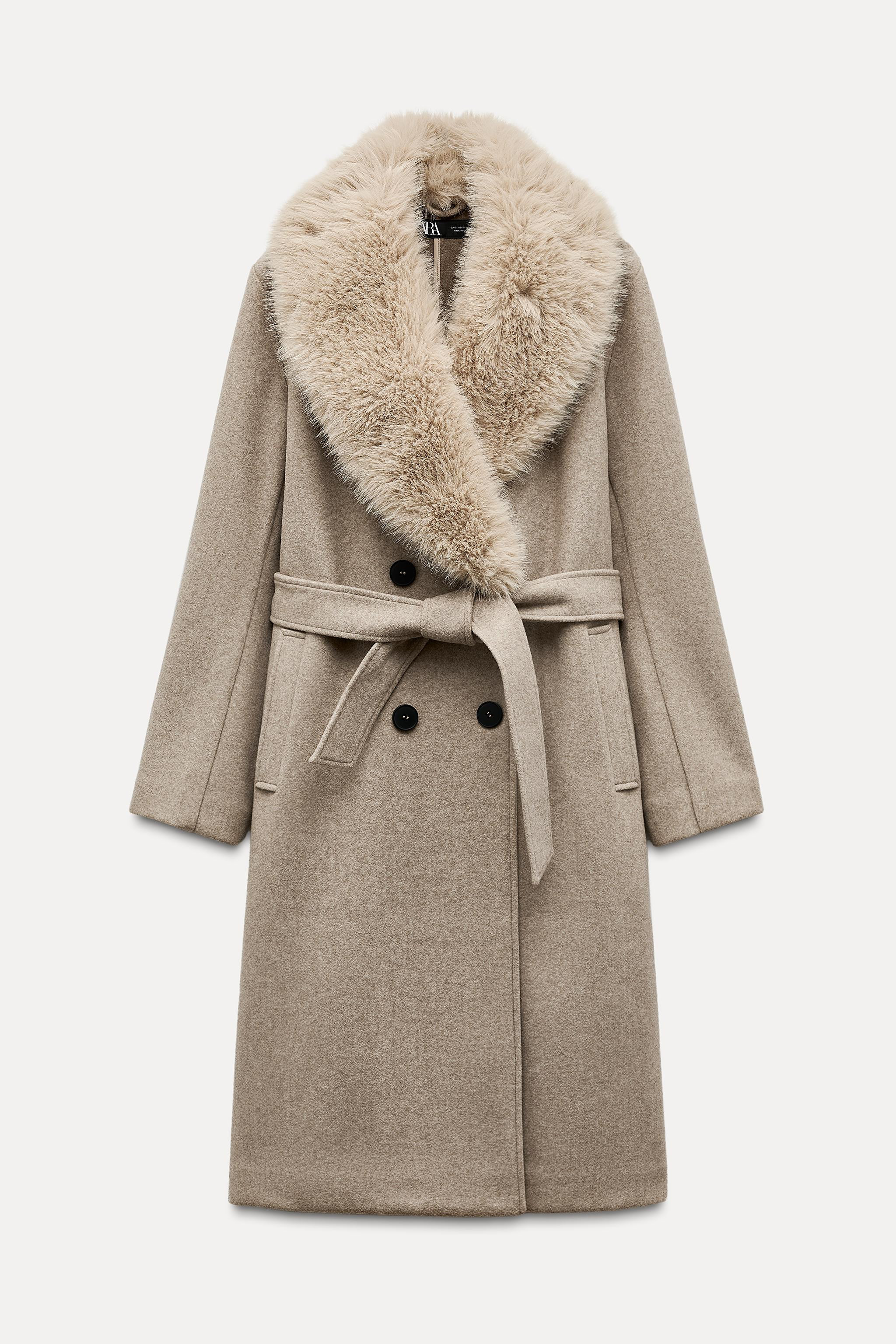 FAUX FUR LAPEL COAT | Zara US