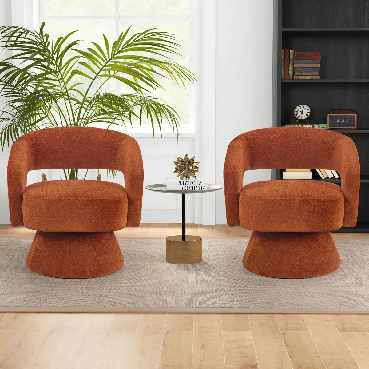 Bochovice 27.8'' Wide Modern Soft Wide Upholstered Swivel Barrel Chair (Set of 2) (Set of 2) | Wayfair North America
