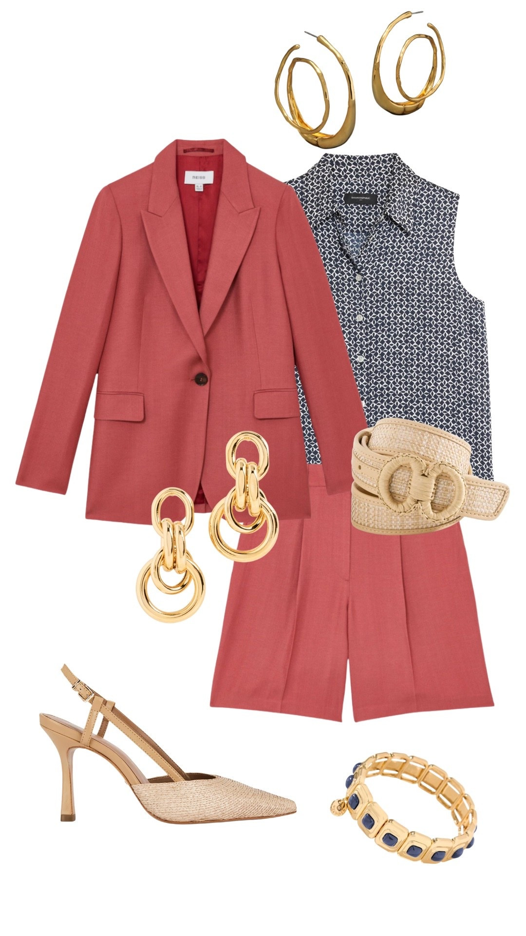 Summer workwear with unique pieces you can wear outside the office too. Long the longer length of these shorts sited with a blue print top. You could wear with with white pants or a skirt too.

#LTKWorkwear #LTKootd