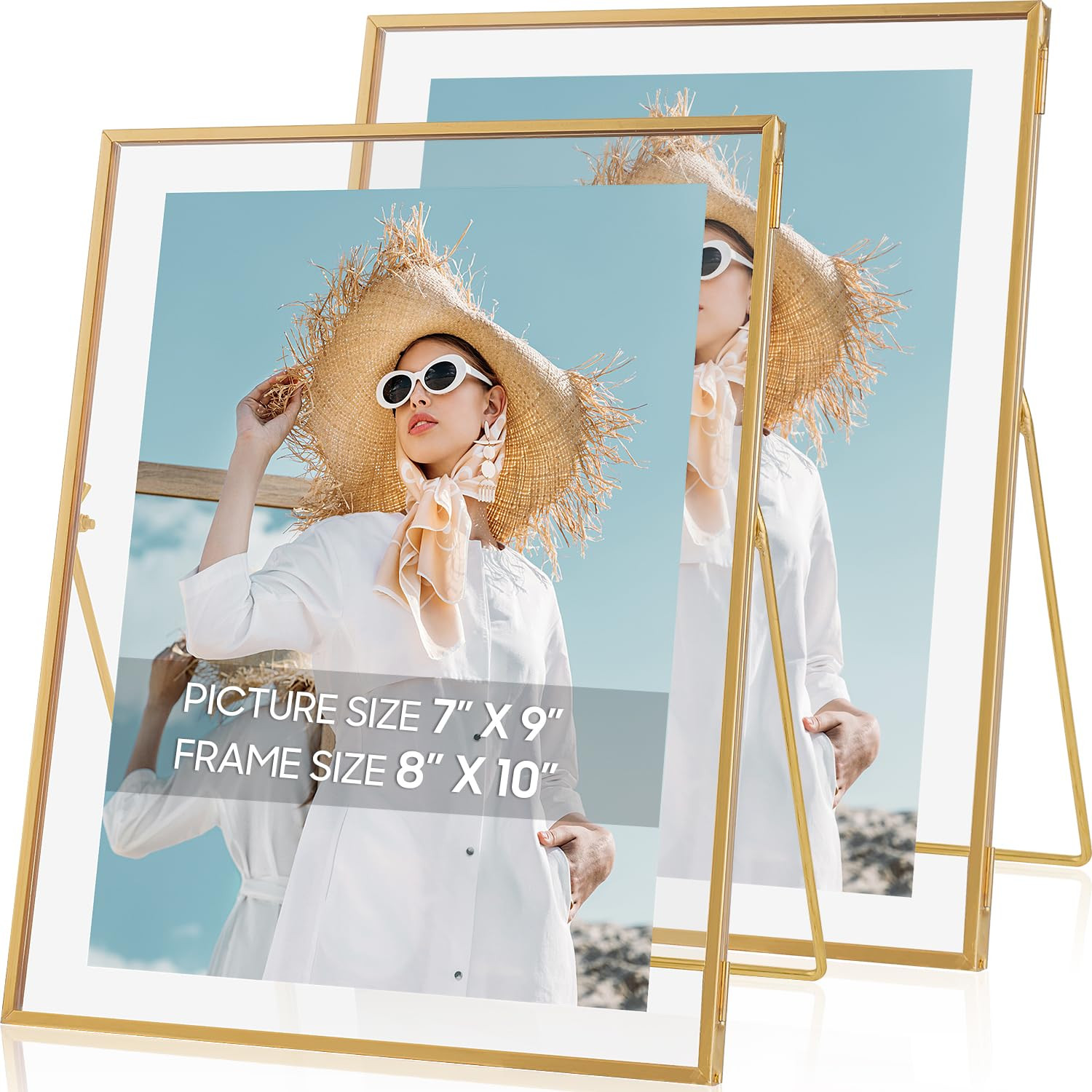 Gold Floating Frame Set of 2, Gold 8x10 Picture Frames Fit for Multi Size 7x9, 5x7, 4x6 Photos, T... | Amazon (US)