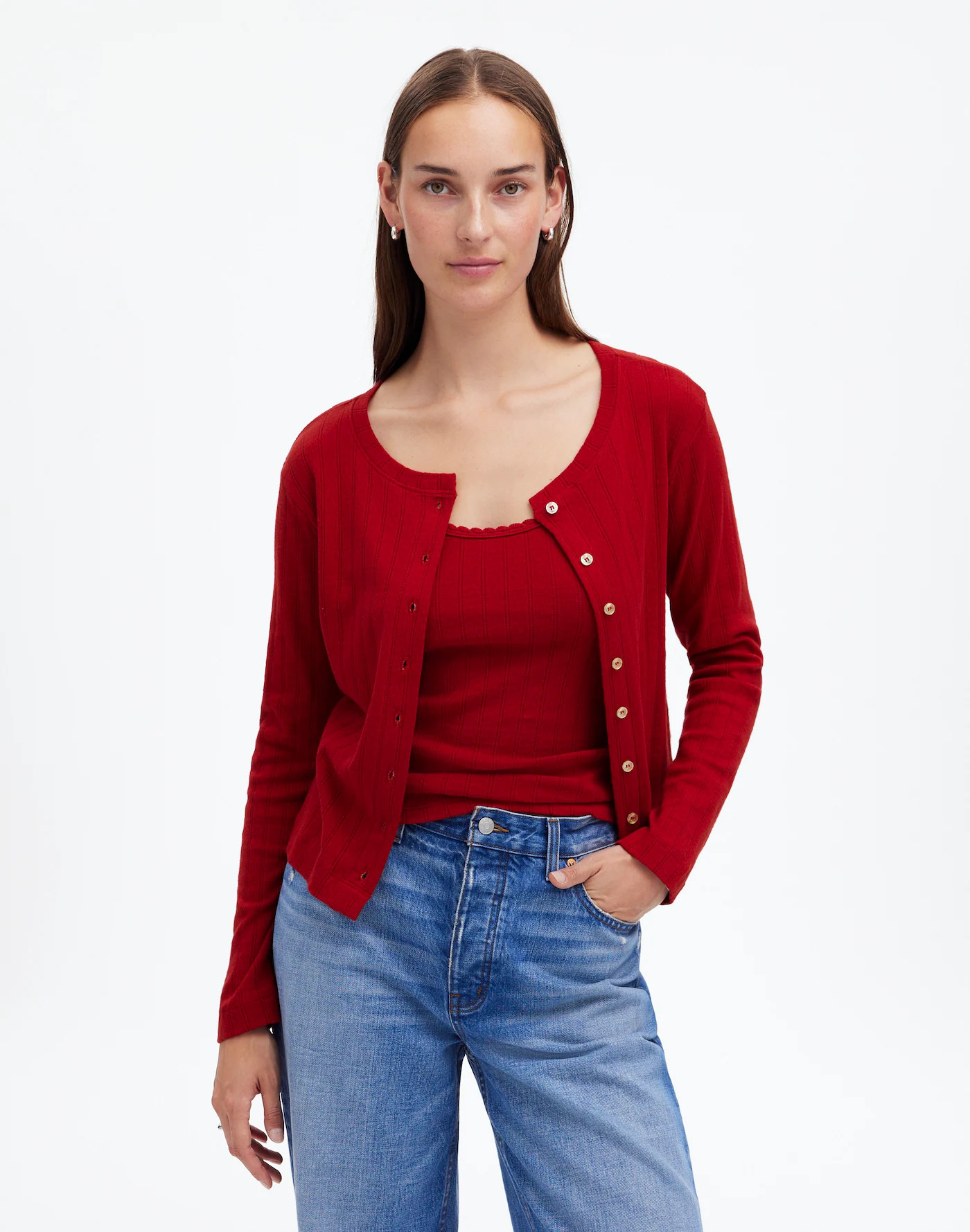 Madewell x LESET Pointelle Classic Crew Cardigan | Madewell | Madewell