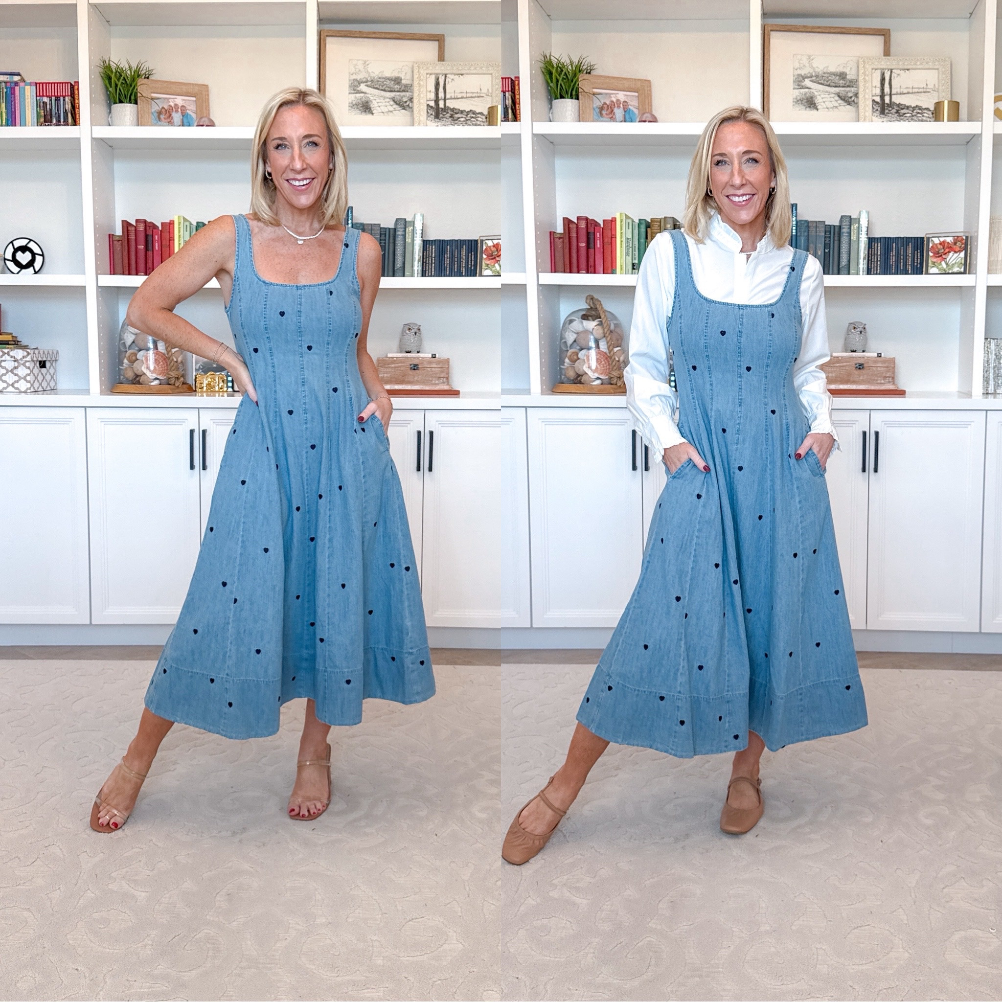 Walmart - more new dresses 

Embroidered Hearts Denim Panel Midi Dress - size XS. $34. * Ruffle trim button-down blouse - size small (the listing has a sweater in the title and the listing, but this is the top I ordered!). 

 

#LTKOver40 #LTKSeasonal #LTKFindsUnder50