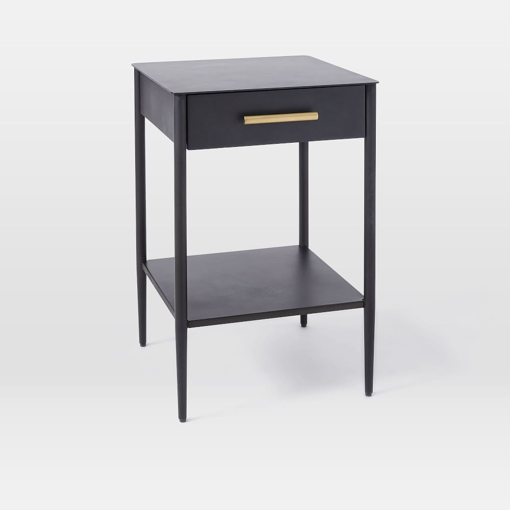 Metal (16&amp;quot;) Nightstand, Dark Olive and Dark Pewter | West Elm (US)