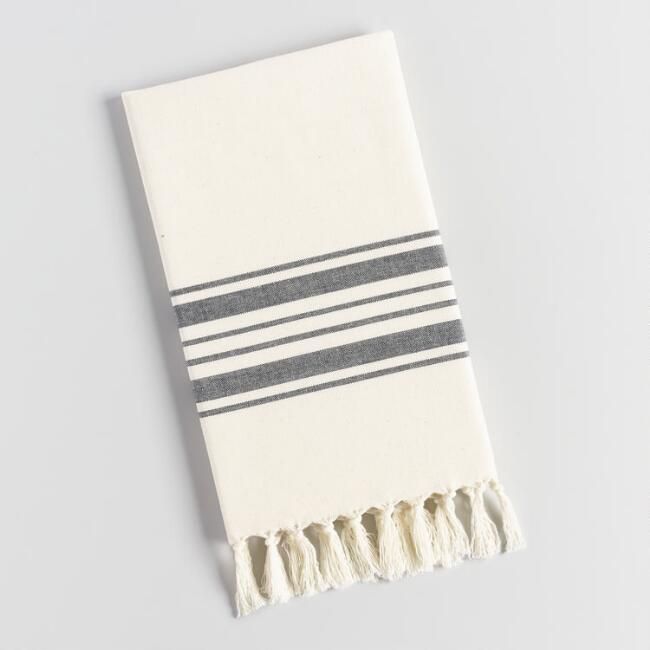 Black Villa Stripe Kitchen Towel | World Market