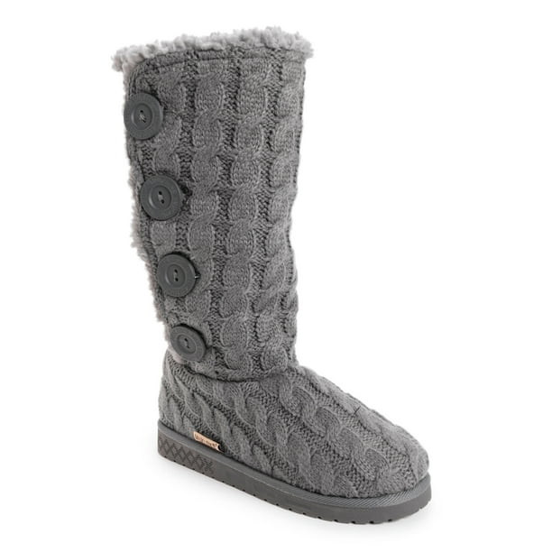 Muk Luks Women's Lilyana Faux Fur Lined Side Button Knit Boots - Walmart.com | Walmart (US)