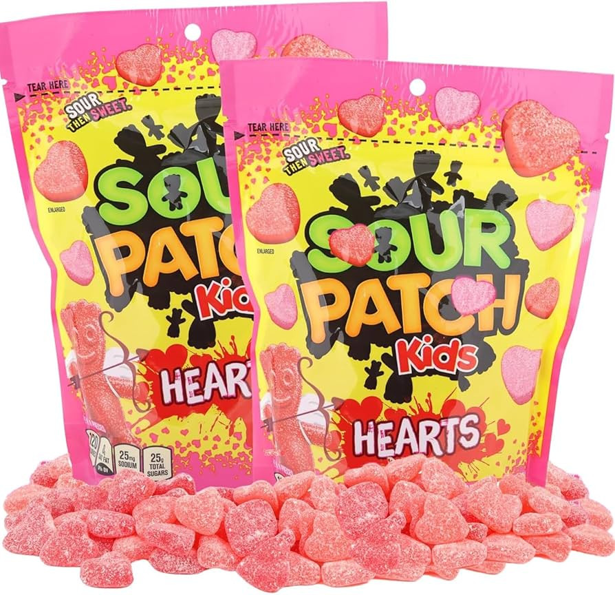 Valentine's Day SourPatchkids Hearts Candy, 2 Pack, Gummy Hearts Candy, 10 Oz Each, Fruity Heart ... | Amazon (US)