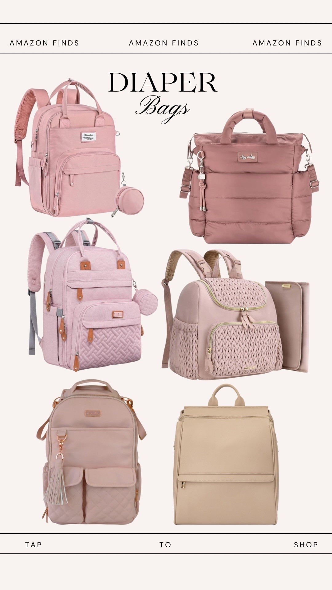 Diaper bags. Pink diaper bag. Neutral diaper bag. 

#LTKKids #LTKBaby