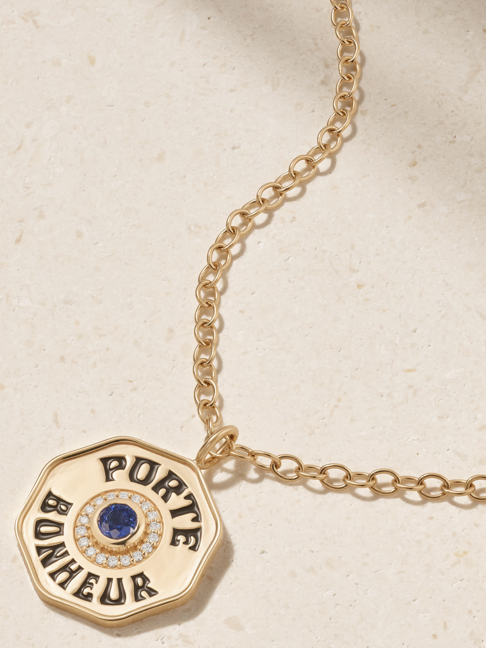 14-karat gold, enamel, sapphire and diamond necklace | NET-A-PORTER APAC