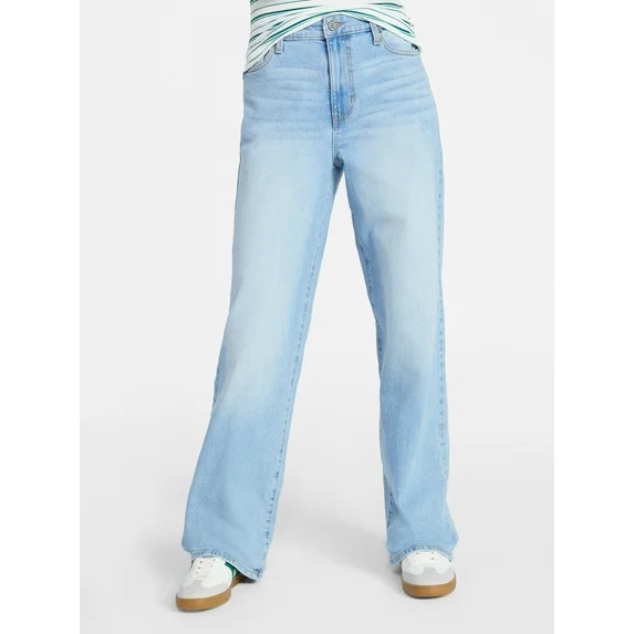 No Boundaries High Rise Baggy Wide Leg Jeans, 32" Inseam, Women's and Women's Plus Sizes XXS-4X | Walmart (US)