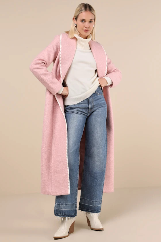 Adoring Forecast Pink Belted Coat | Lulus