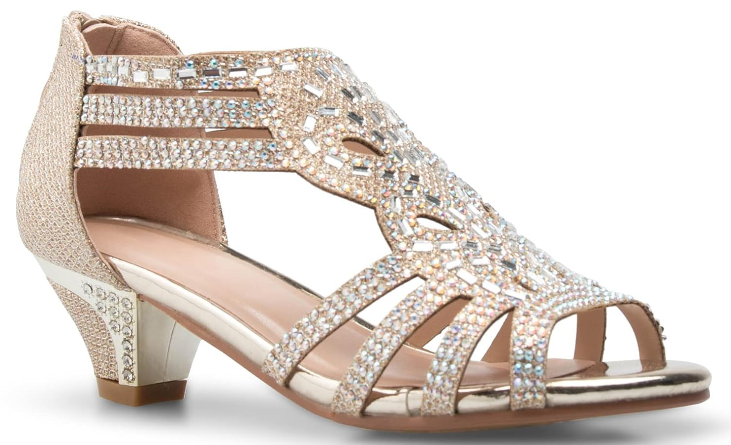 Girl's Cute Adorable Strappy Glitter Open Toe Heel Sandals - Adjustable buckle | Amazon (US)