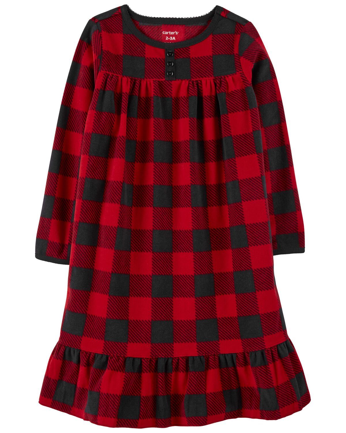 Red/Black Kid Plaid Fleece Nightgown | carters.com | Carter's