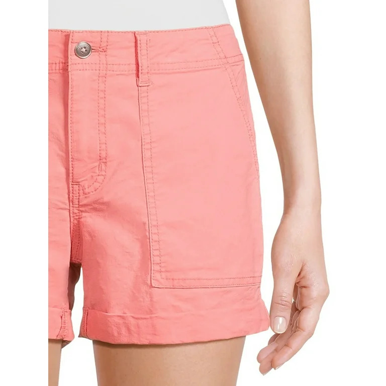 Time and Tru Women's and Women's Plus Utility Cuff Shorts, 4" Inseam, Sizes 2-20 | Walmart (US)