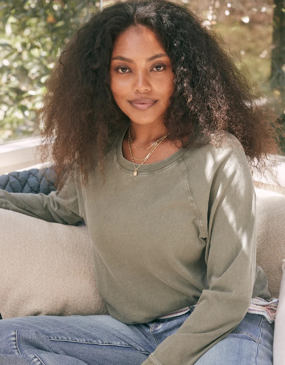 Sunset Throw On Top - Washed Khaki | White & Co