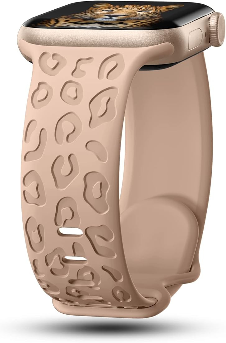 Amazon.com: CreateGreat Engraved Bands Compatible with Apple Watch Band 41mm 40mm 38mm, Leopard C... | Amazon (US)