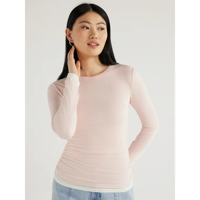 Scoop Women’s Layered Tee with Long Sleeves, Sizes XS-XXL | Walmart (US)