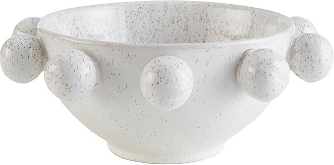 47th & Main Decorative Bowls Knob Ceramic Bowl For Home Décor, Large, White Speckled | Amazon (US)