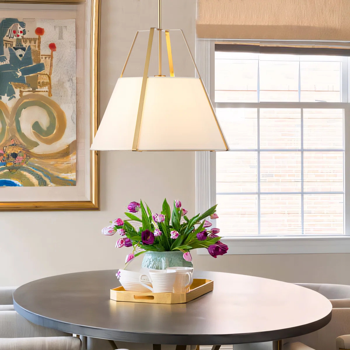 Ellrich Fabric Cone With Metal Chandelier Timeless Elegant Dining Room | Wayfair North America