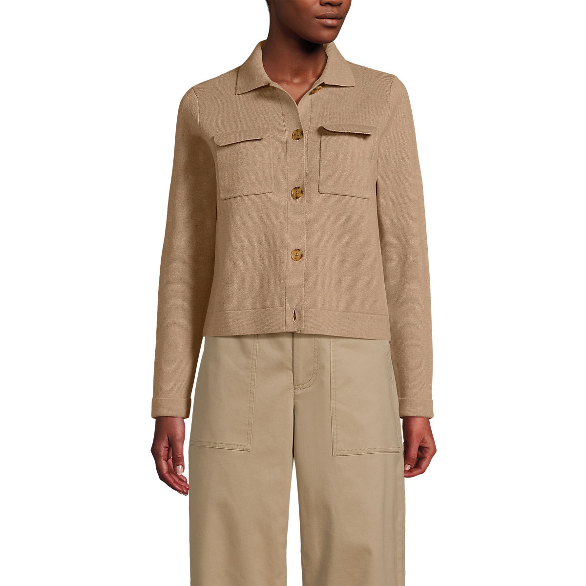 Women's Fine Gauge Cotton Sweater Jacket | Lands' End (US)