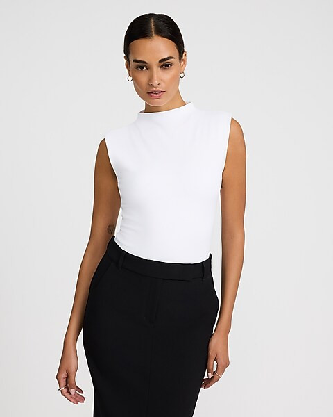 Body Contour High Compression Mock Neck Cap Sleeve Bodysuit | Express