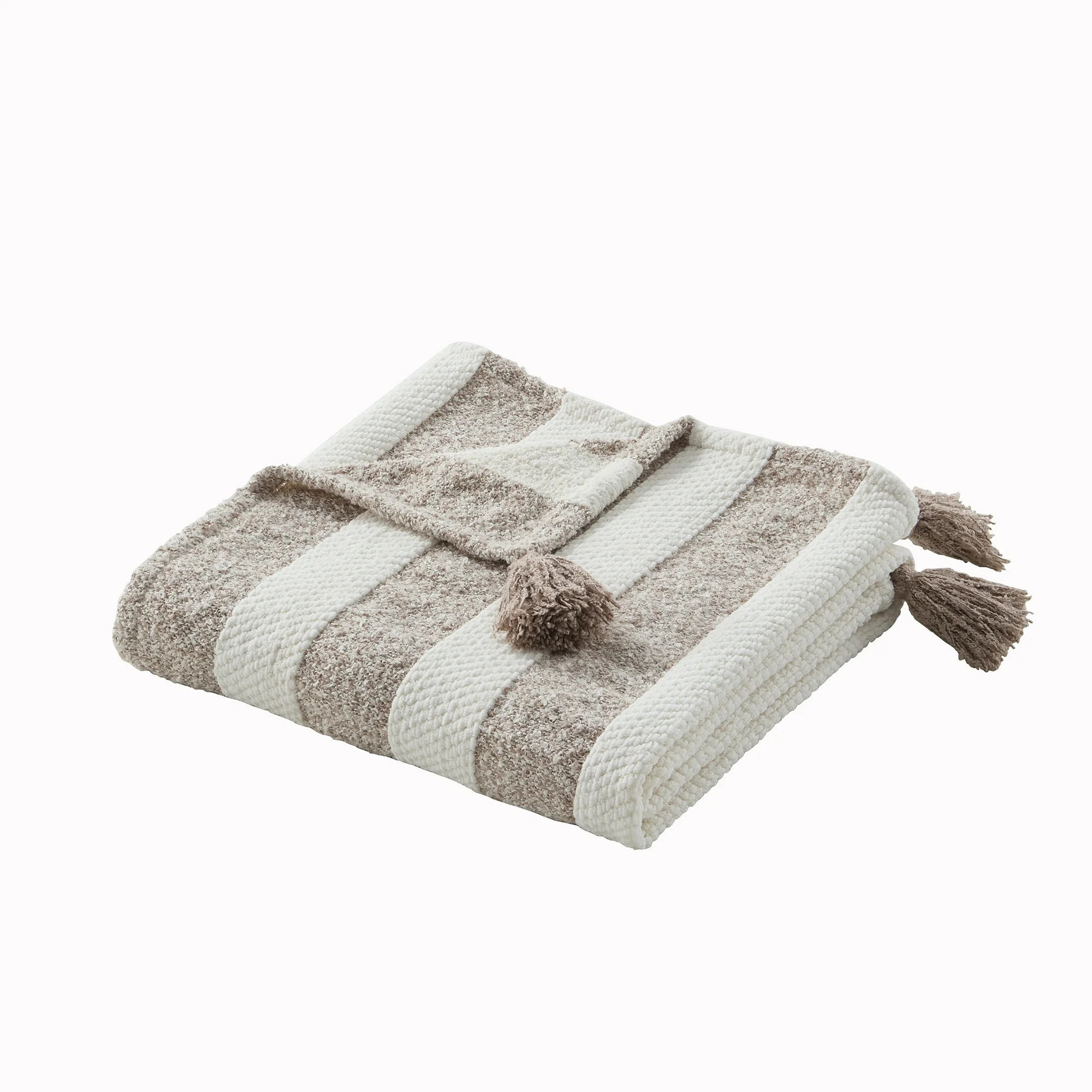 Beautiful Porcini Taupe Chenille Striped Throw by Drew Barrymore, 50" x 60" | Walmart (US)