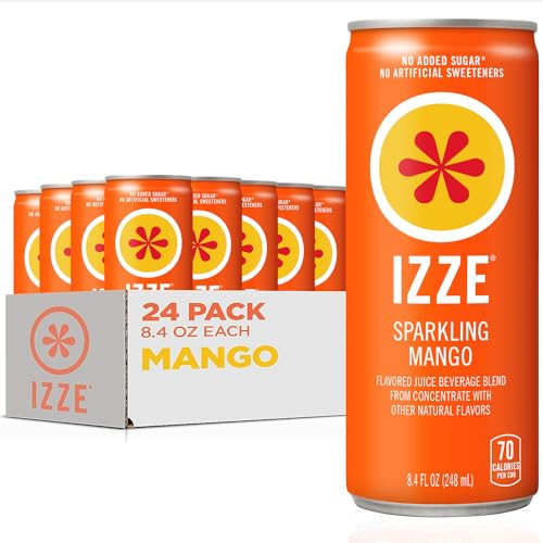 IZZE Sparkling Water Juice Beverage Blend, Mango, No Sugar Added, 8.4 FL OZ, 24 Cans | Amazon (US)