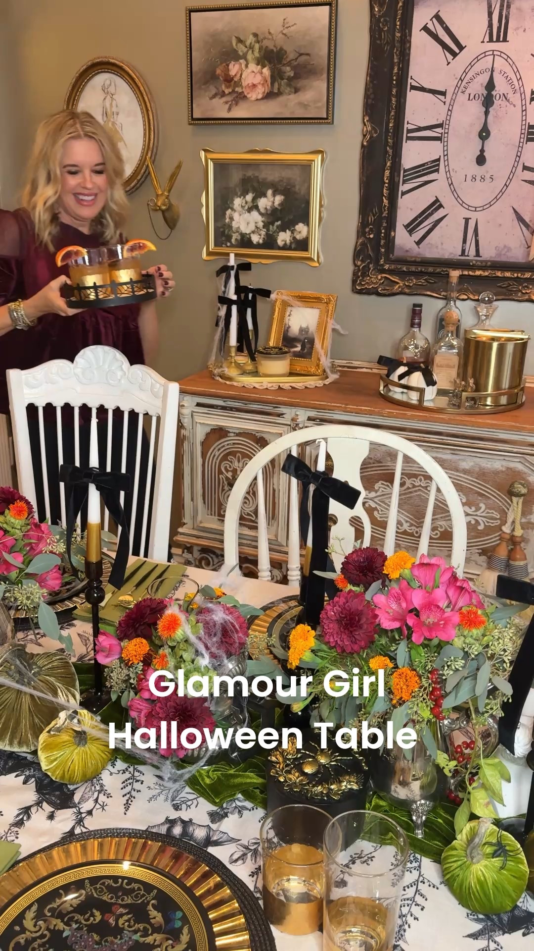 Glamour Girl Halloween Dinner

You get inspiration from everything & everywhere….

I found mine for this table from  these “Versace”
Vibe plates I found at homegoods🖤✨🌸🕷️🔱🦋

I knew I wanted to create a Glamor feeling Halloween Tablescape.

Incorporating @hotskwash Shades of green handmade velvet pumpkins with real stems, they added just the right richness.
 
Using Vintage silver Teapots and coffee pots as vases, brings in that elegance of times past.

I choose fresh flowers in rich shades of pinks, and oranges, to pull out the color in the plates.

Black velvet ribbon, candle sticks and silverware, add the depth, elegance, yet a chic Halloween darkness.

Finishing touches of Gold accents, plate chargers and glasses.

With a little added webbing, a few scattered black spiders and gold butterflies, add just enough, “spook “

Who’s coming to dinner?

I’ll be serving my Spiced Cider cocktails 🍏🍸

I’ll link what I can or similar 


#LTKHome #LTKParties #LTKHalloween