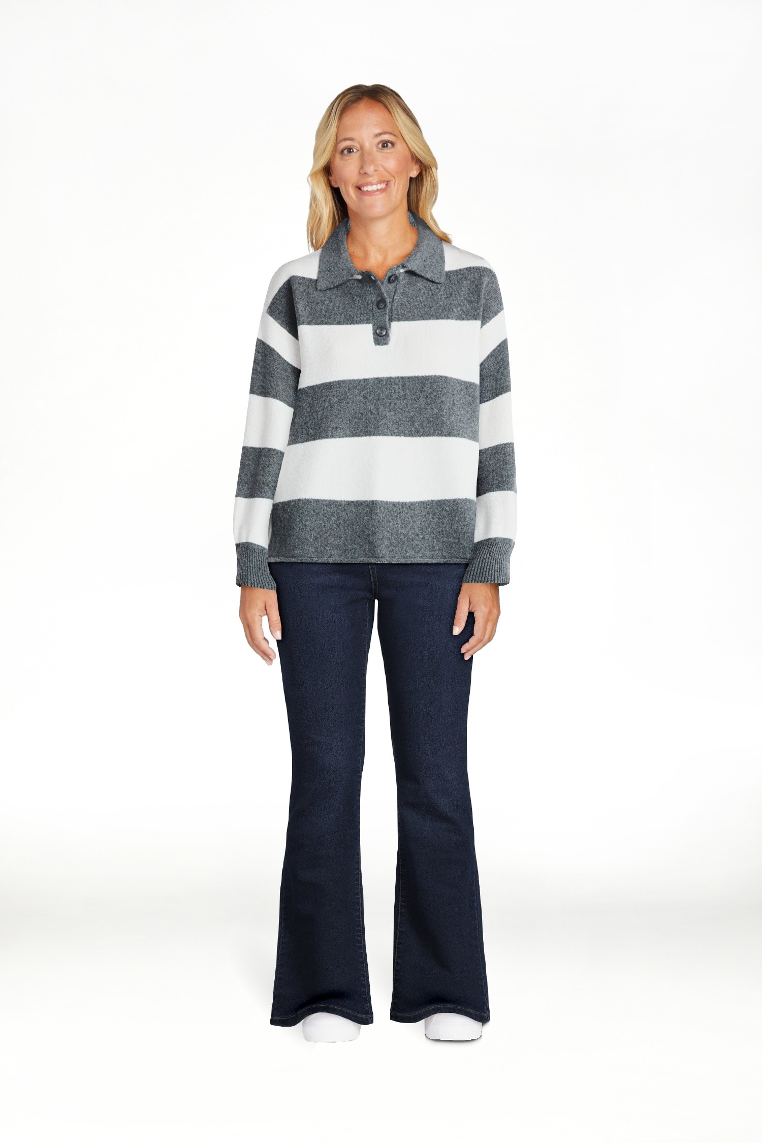 No Boundaries Button-Up Pullover Sweater with Long Sleeves, Midweight, Women's | Walmart (US)