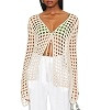 Saodimallsu Womens Long Sleeve Swimsuit Coverup Crochet Hollow Out Tie Front Swim Cover Up Knit C... | Amazon (US)