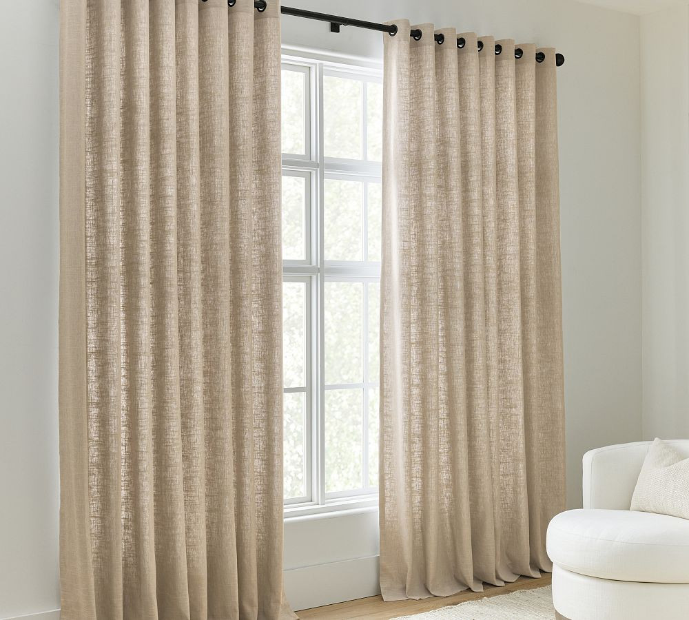 Emery Linen Grommet Light Filtering Curtain | Pottery Barn (US)