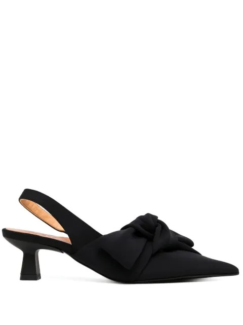 GANNI soft-bow Slingback Pumps - Farfetch | Farfetch Global