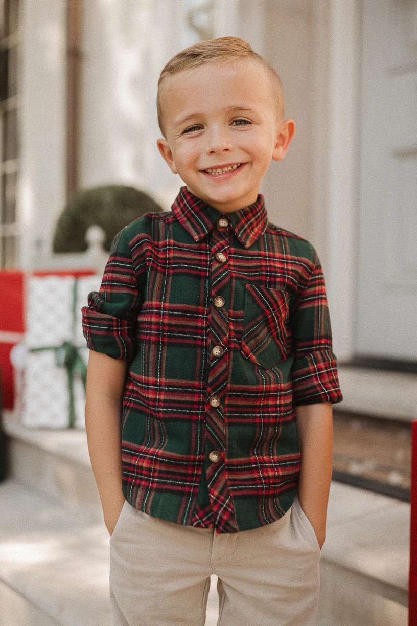 Boys John Shirt in Hattie Green Plaid | Ivy City Co