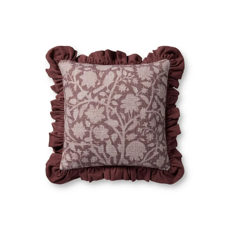 Chris Loves Julia x Loloi Kathleen Wine 18'' x 18'' Decorative Pillow | Walmart (US)