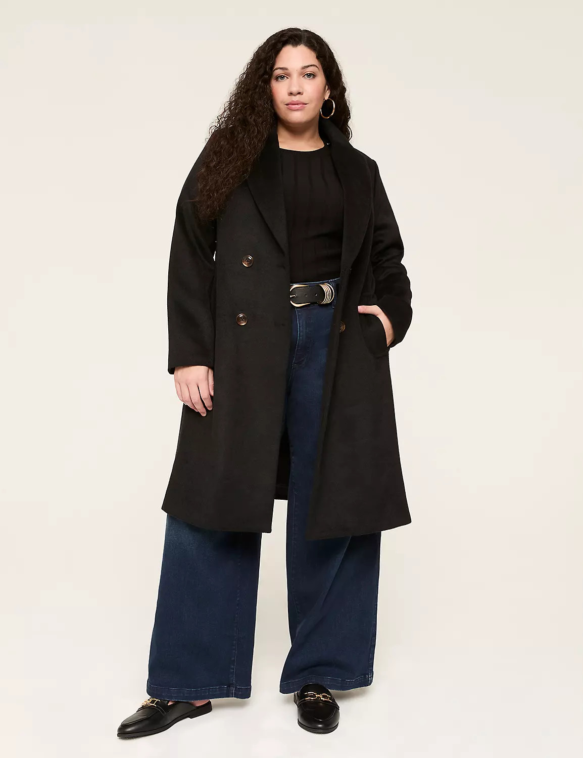Double-Breasted Wool Blend Coat | Lane Bryant (US)