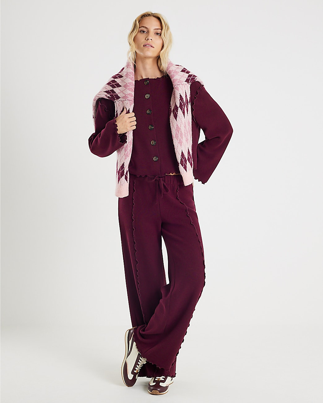 Red Long Sleeve Top And Trousers Lounge Set | River Island UK & IE