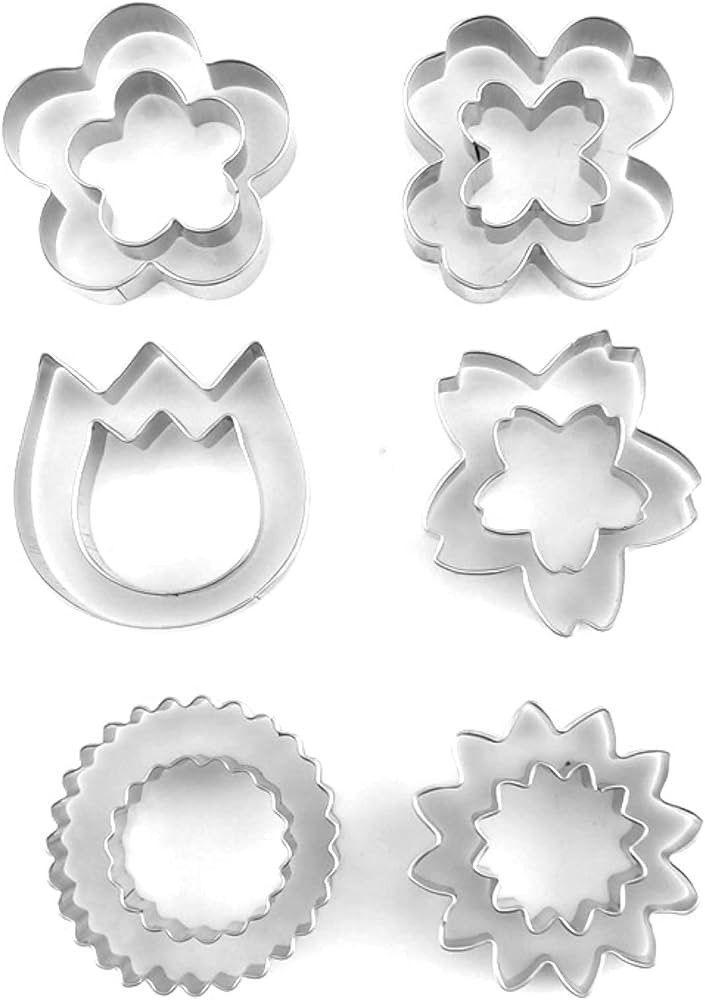 Flowers Cookie Cutter Set -12 Pieces - Plum Blossoms, Clover, Tulip, Cherry Blossoms, Sawtooth Ci... | Amazon (US)