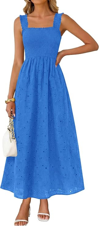 KIRUNDO Summer Lace Dress for Women Eyelet Maxi Sundress | Amazon (US)