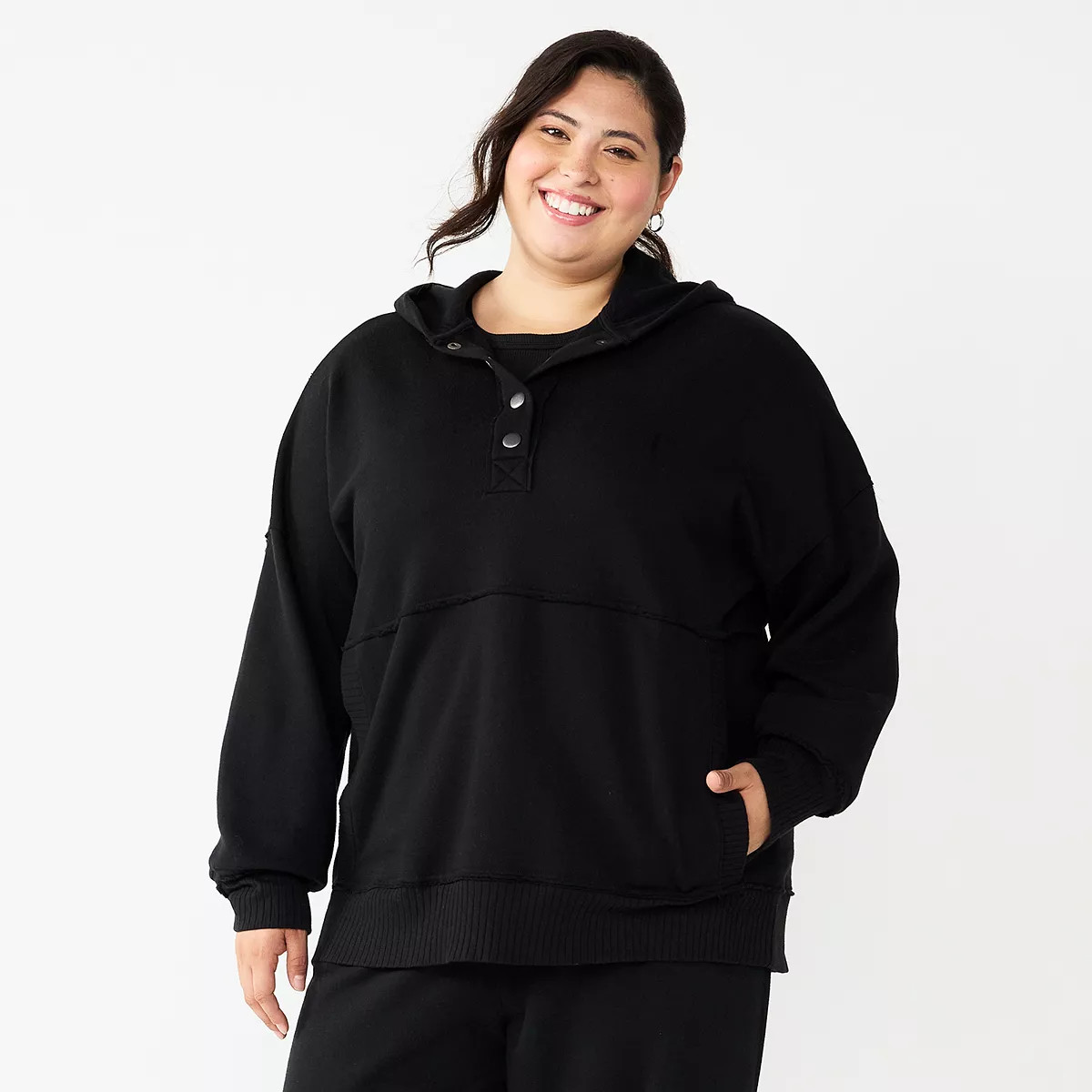 Juniors' Plus Size SO® 1/4 Snap Hoodie | Kohl's