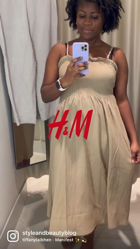 I see it, I like it, I want it, I got it. It’s as simple as that 👌 I love me some H&M finds 🛍  love this cute smocking detailing dress /  beige midi dress. It’s perfect for the summer and to layer in the fall

#LTKunder50 #LTKstyletip #LTKSeasonal