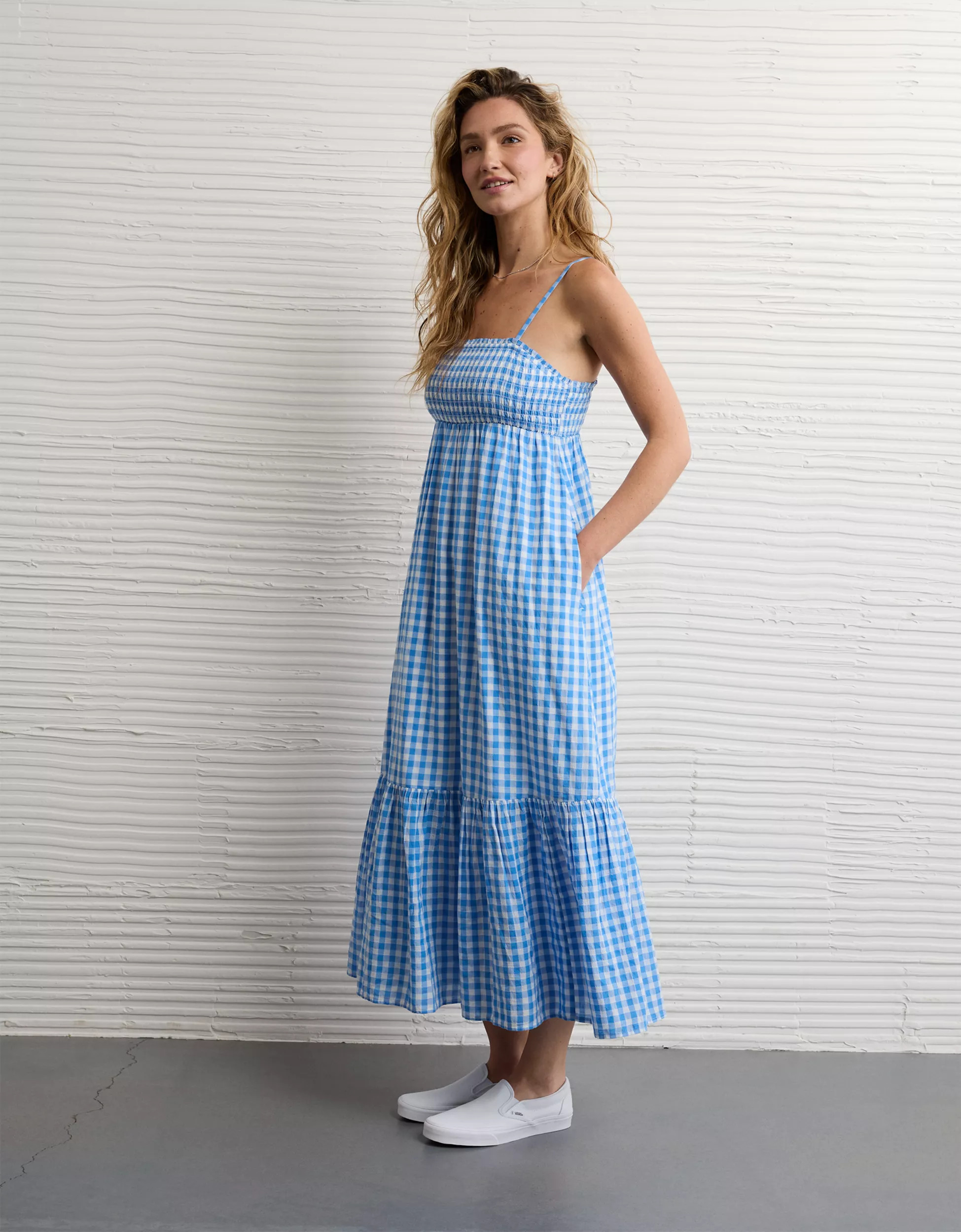 AE Smocked Babydoll Midi Dress | American Eagle Outfitters (US & CA)
