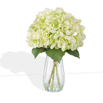 Real Touch Artificial Hydrangea Flowers, Lifelike Silk Floral Bouquet with Stems for Vase, Wedding Centerpiece and Home Decor, Pink/White/Light Green | Target
