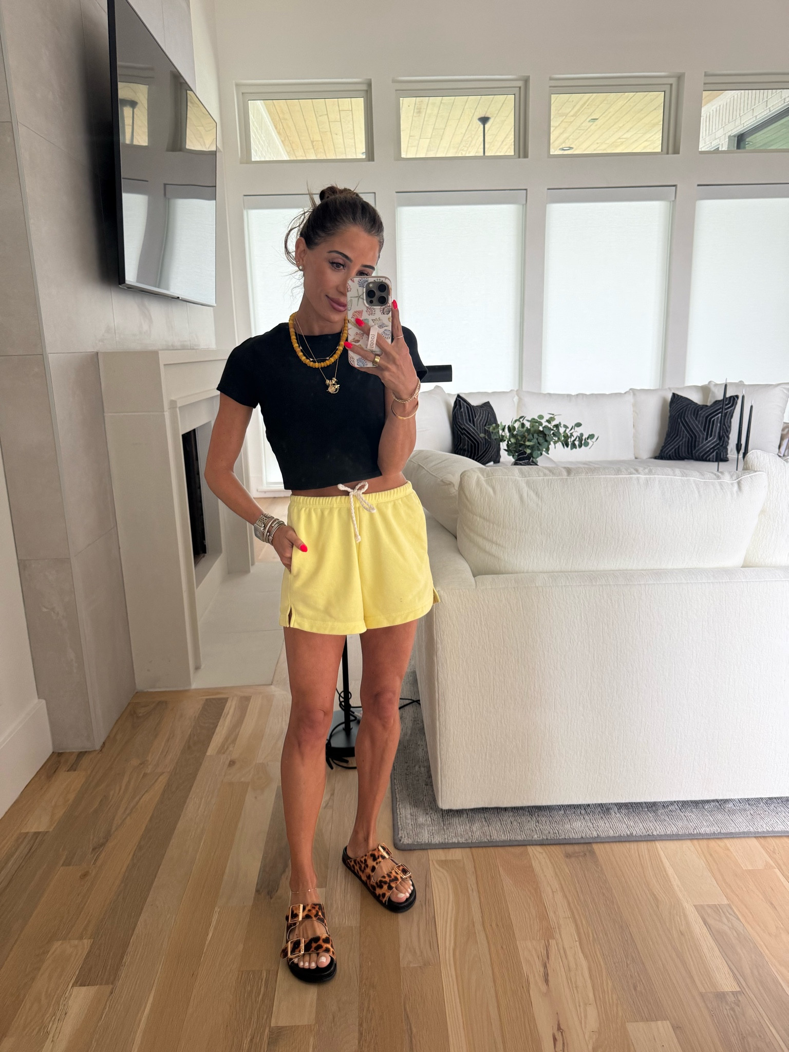 Comfy summer outfit today OOTD. Comfy shorts code AFLTK size xxs tee xxs or xs sandals necklaces that are tending this season

#LTKPetite #LTKSaleAlert