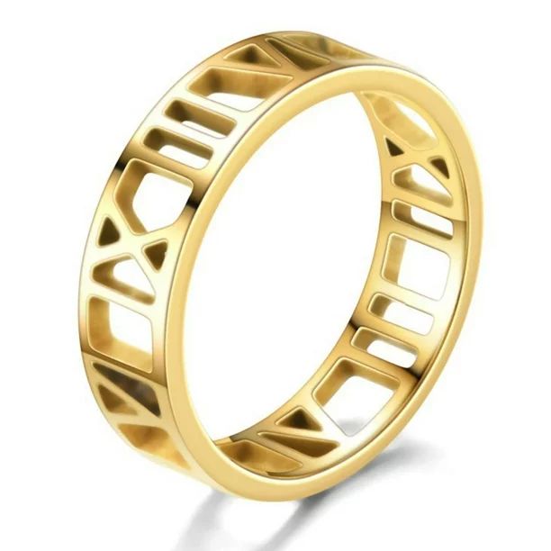 Simple stainless steel ring, Roman numerals cut ring | Walmart (US)