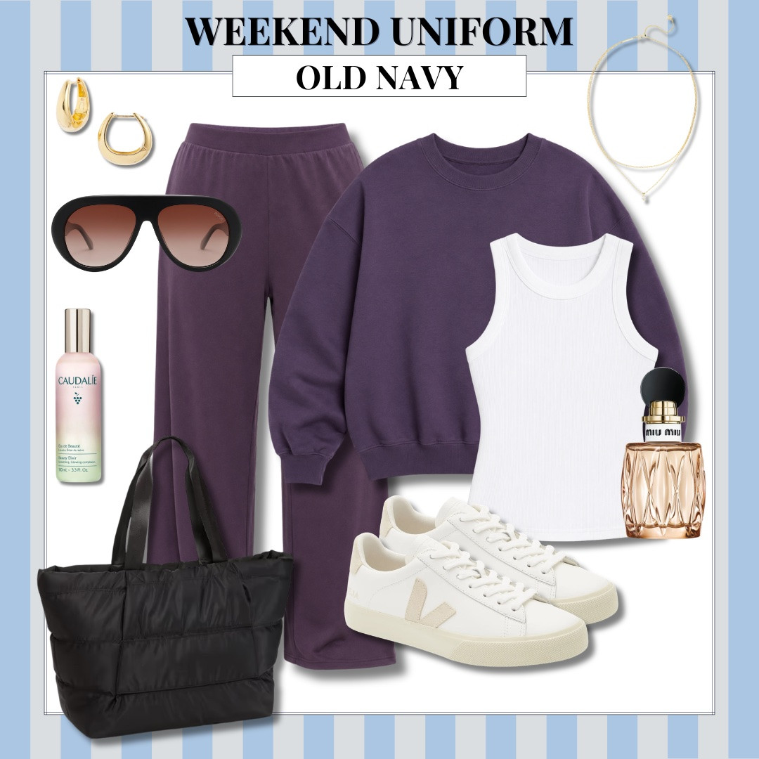 My weekend uniform has officially entered cozy season. I love the deep plum set with a simple white tank and sneakers for slow mornings, travel days, or catching up on life outside the office.

Old Navy outfit, weekend outfit, lounge set, matching set, plum outfit, casual fall outfit, cozy style, sweatshirt outfit, wide leg pants, white sneakers, fall loungewear, AudrieDollins

#LTKootd #LTKTravel #LTKOver40