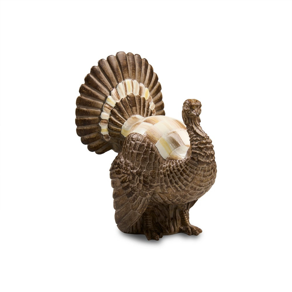 Mocha Check Mini Turkey Figurine | MacKenzie-Childs