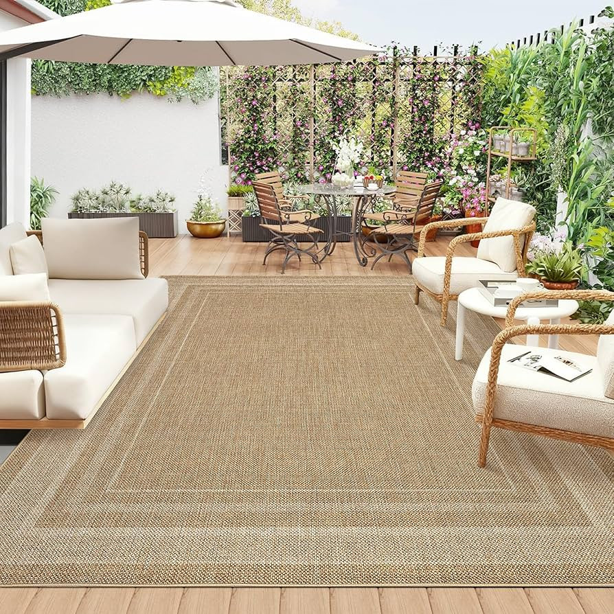 Easy Jute Neutral 6x9 Indoor Outdoor Rug Washable Modern Patio Rugs Non Slip Stain Resistant Easy... | Amazon (US)