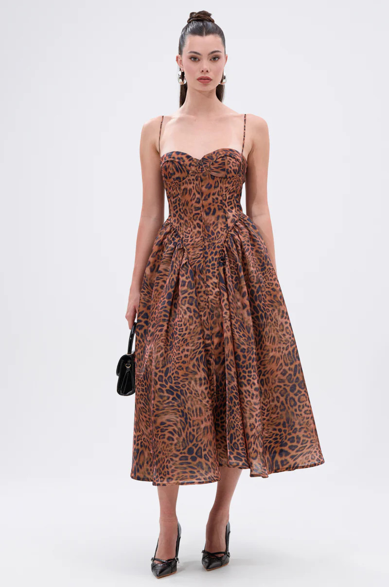CHEETAH SISTERS MIDI DRESS | AKIRA
