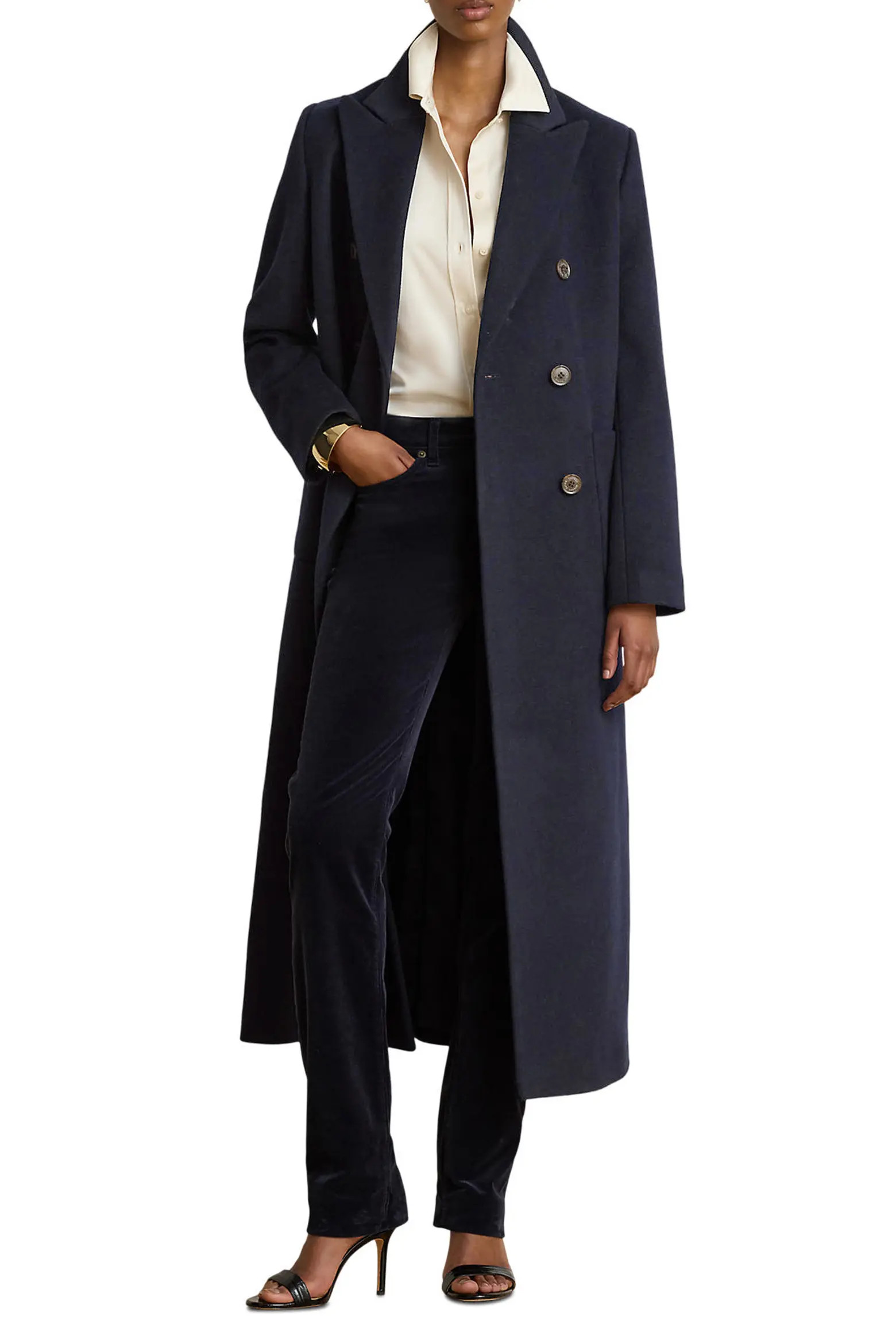 Lauren Ralph Lauren Double Breasted Longline Wool Blend Coat (Women) | Nordstrom | Nordstrom