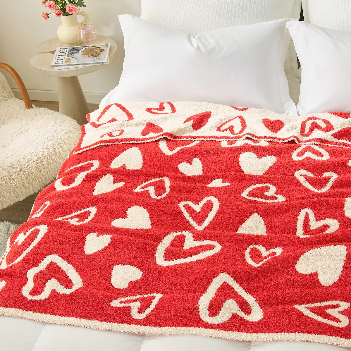 Valentine’s Day Soft Knit Blanket Love Heart Throw Blanket Snuggle Sac,Red Heart,50*60" | Target
